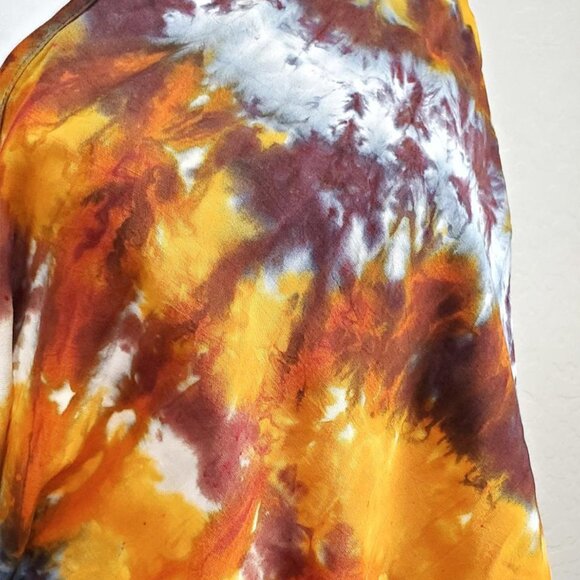 Baltic Amber Tie Dye Scarf Hand Dyed Wrap w/ Fringe in Orange and Black - Picture 3 of 3